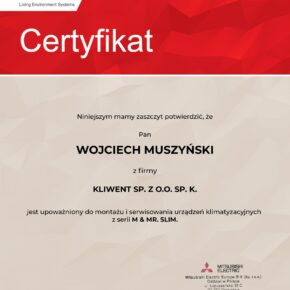 Certyfikat Mitsubishi Wojciech Muszyński